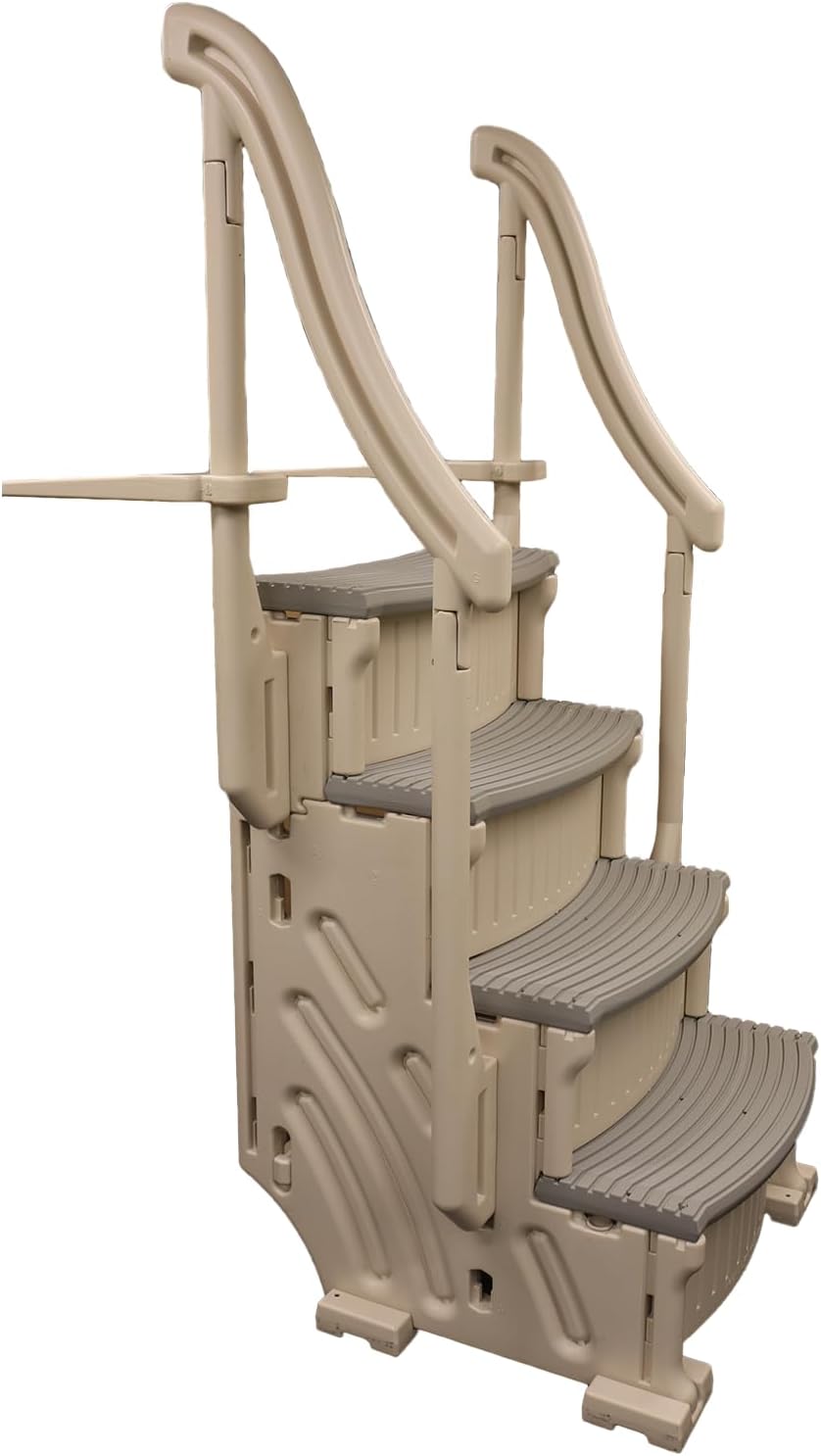 Confer Plastics Curve CCX-AG Drop in Above Ground Pool Step with Grey Treads - Base Step0