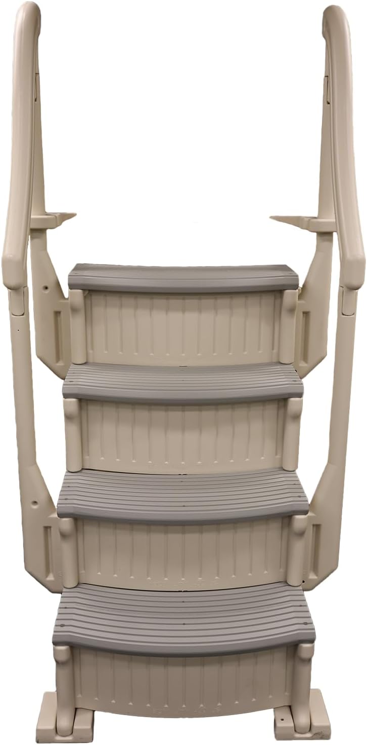 Confer Plastics Curve CCX-AG Drop in Above Ground Pool Step with Grey Treads - Base Step12