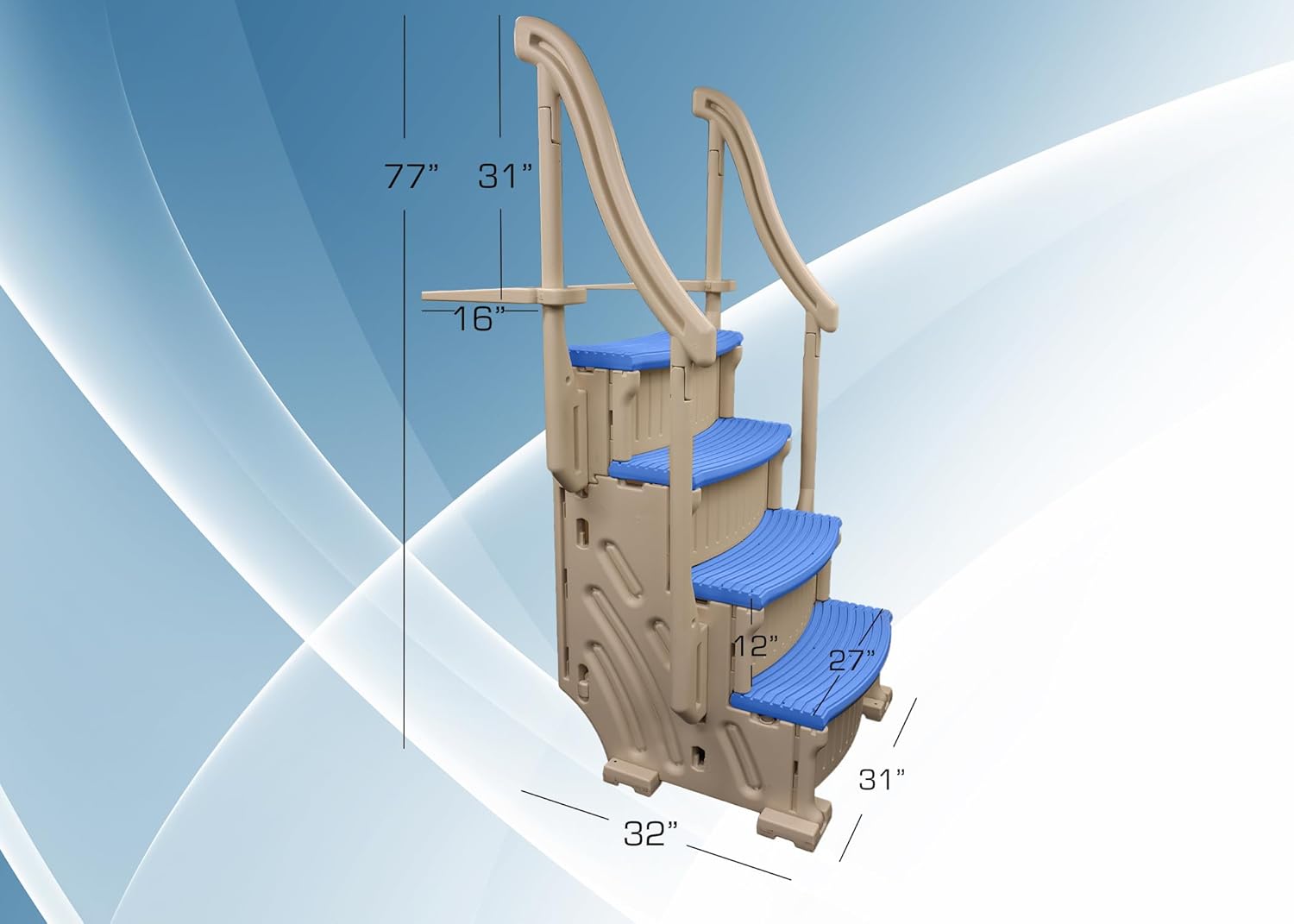 Confer Plastics Drop in Above Ground Pool Step with Blue Treads13