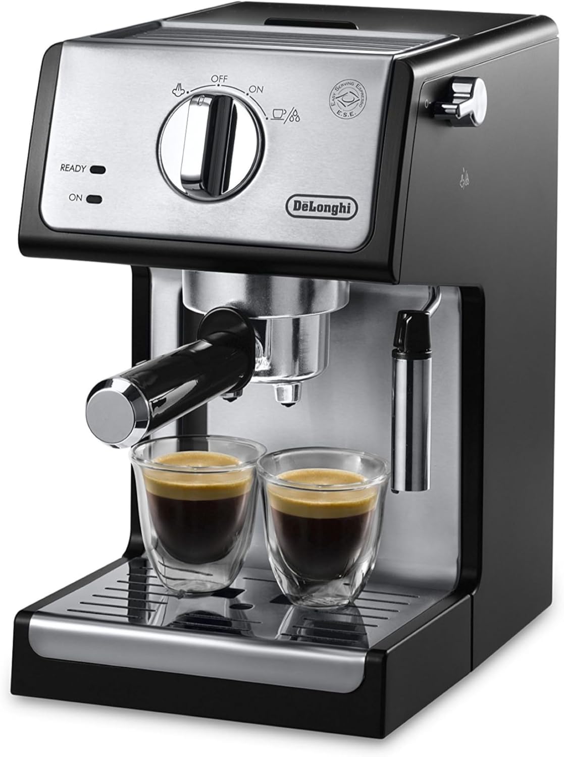 De'Longhi 15-Bar Pump Espresso Machine with Milk Frother & Temperature Control - Compact Barista Coffee Maker Kit for Espresso, Latte, Cappuccino & Iced Coffee, Easy to Clean Design De'Longhi 15-Bar Pump Espresso Machine with Milk Frother & Temperature Control - Compact Barista Coffee Maker Kit for Espresso, Latte, Cappuccino & Iced Coffee, Easy to Clean Design