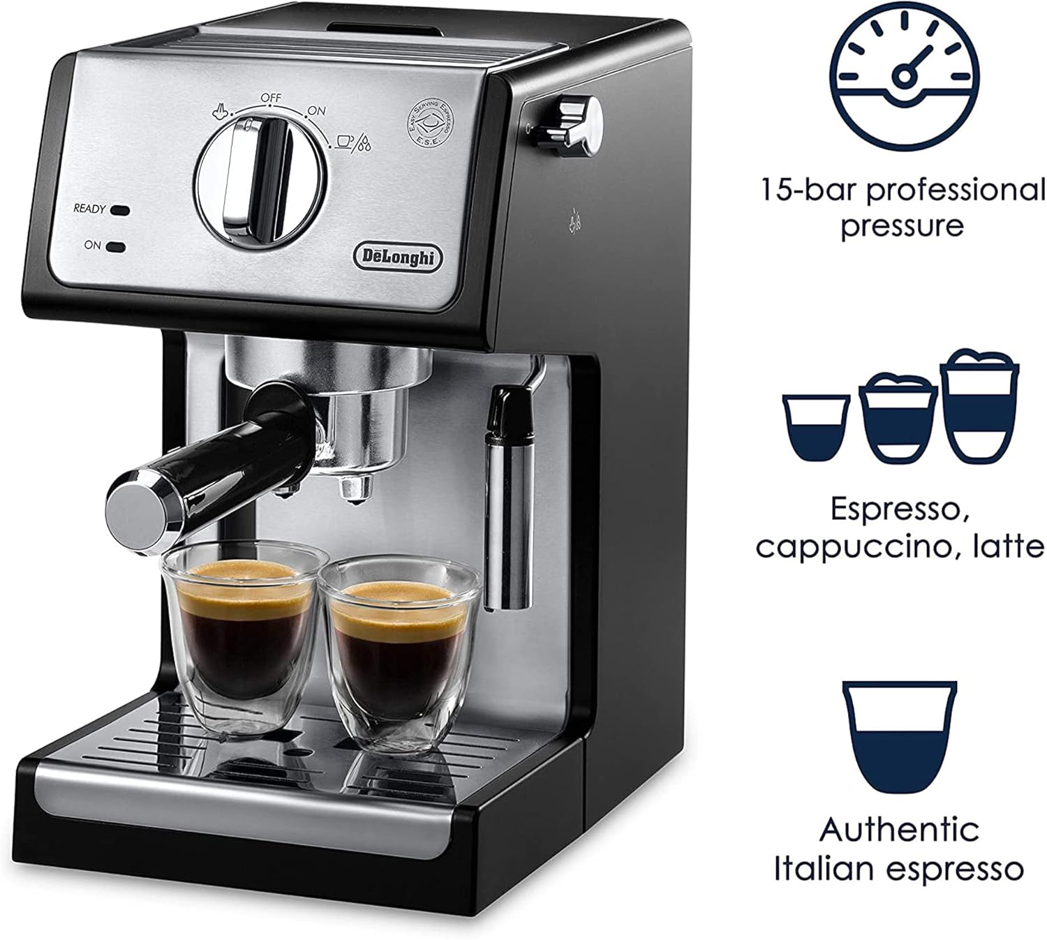 De'Longhi 15-Bar Pump Espresso Machine with Milk Frother & Temperature Control - Compact Barista Coffee Maker Kit for Espresso, Latte, Cappuccino & Iced Coffee, Easy to Clean Design1