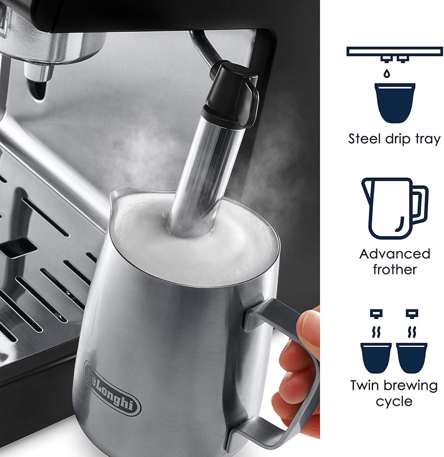 De'Longhi 15-Bar Pump Espresso Machine with Milk Frother & Temperature Control - Compact Barista Coffee Maker Kit for Espresso, Latte, Cappuccino & Iced Coffee, Easy to Clean Design6