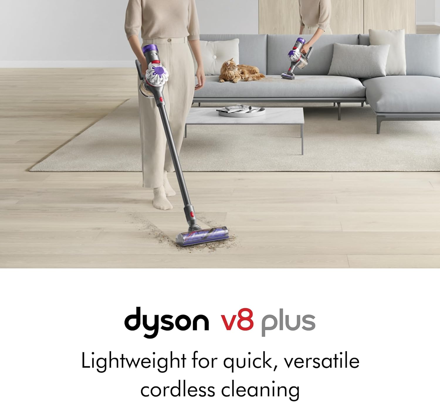 Dyson V8 Plus Cordless Vacuum, Silver Nickel1
