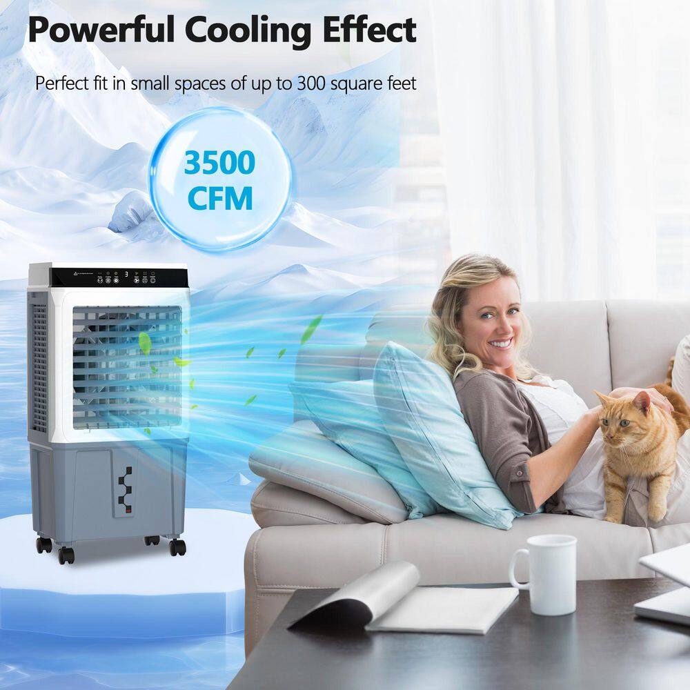 Edendirect XNBYDJE0627B 3450 CFM Indoor Outdoor Portable Evaporative Cooler for 1000 sq. ft., 3-Speed Air Cooler with 11 Gallon Tank and Remote1