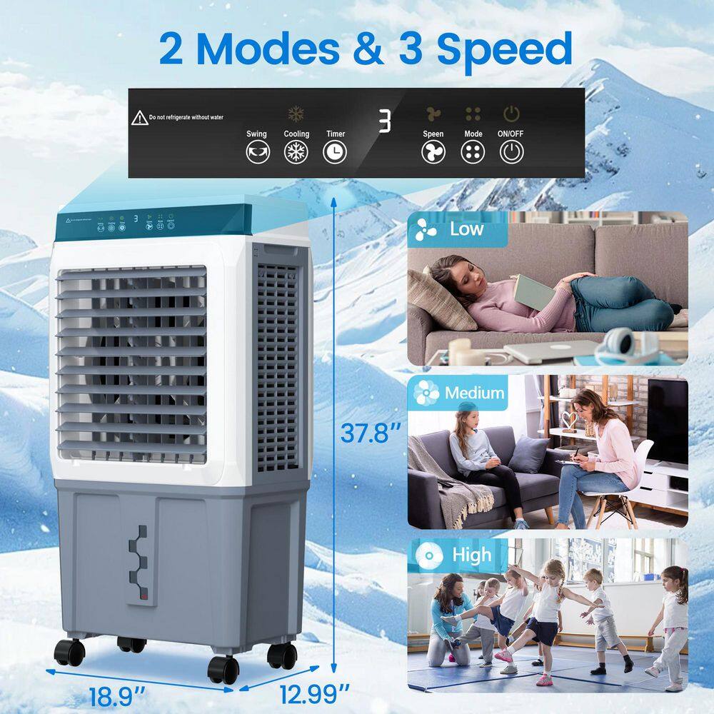 Edendirect XNBYDJE0627B 3450 CFM Indoor Outdoor Portable Evaporative Cooler for 1000 sq. ft., 3-Speed Air Cooler with 11 Gallon Tank and Remote56