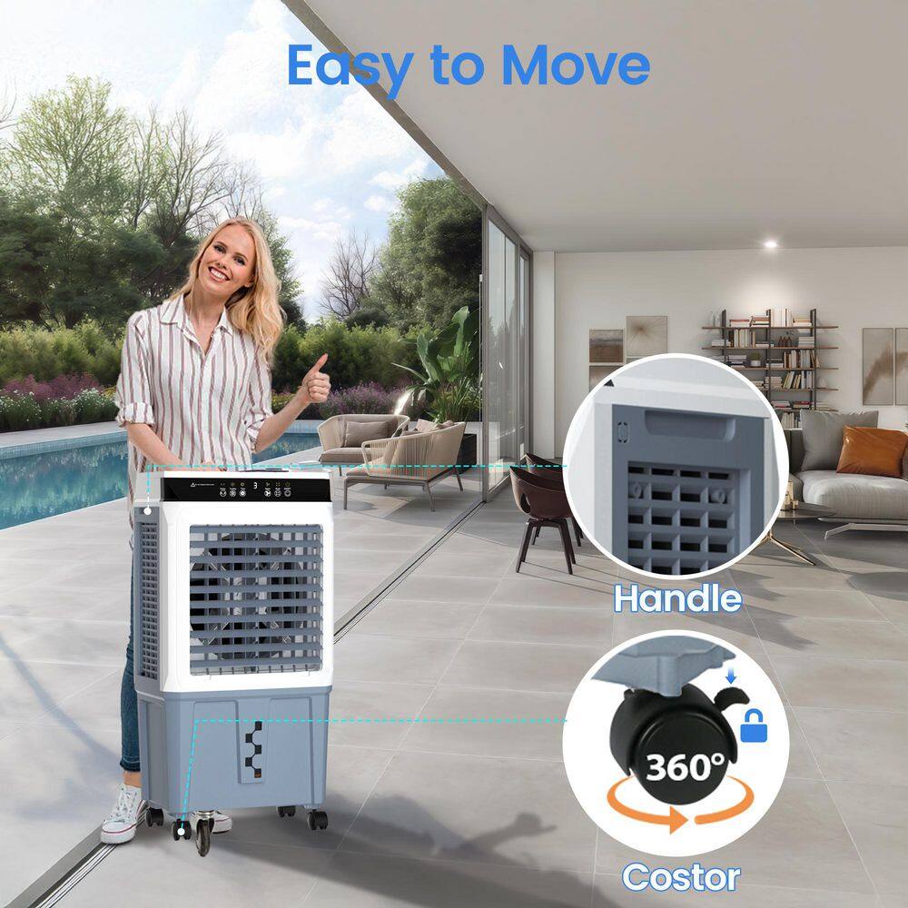 Edendirect XNBYDJE0627B 3450 CFM Indoor Outdoor Portable Evaporative Cooler for 1000 sq. ft., 3-Speed Air Cooler with 11 Gallon Tank and Remote9