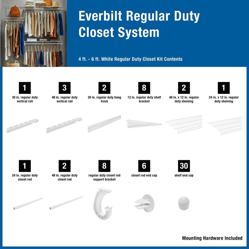 Everbilt 90248 4 ft. - 6 ft. Regular Duty Closet Organizer Kit3