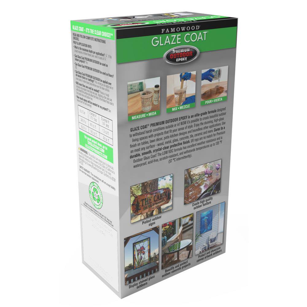 FAMOWOOD 5054020 24 oz. Clear Glaze Coat Outdoor Epoxy Kit (4-Pack)1