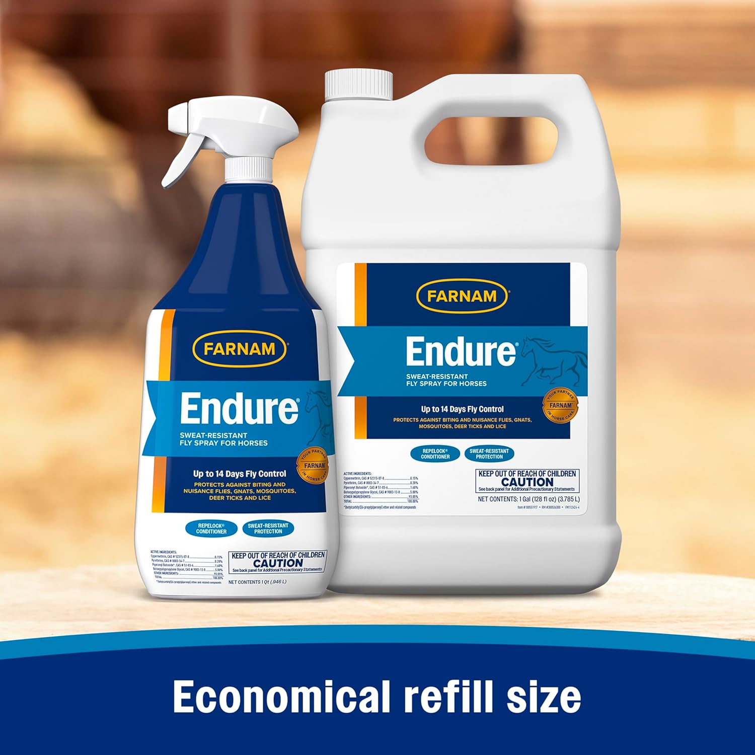 Farnam Endure Sweat-Resistant Fly Spray for Horses, Lasts Up to 14 Days, Protects Against Flies, Gnats, Mosquitoes, Ticks & Lice, 128 oz.4