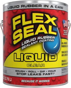 Flex Seal Liquid, Rubber Coating Sealant, Waterproof, Flexible, Breathable, and UV Resistant, Roof Repair, Basements, RV, Campers, Trailers, Marine, EPDM, Masonry, Clear, 1 Gallon