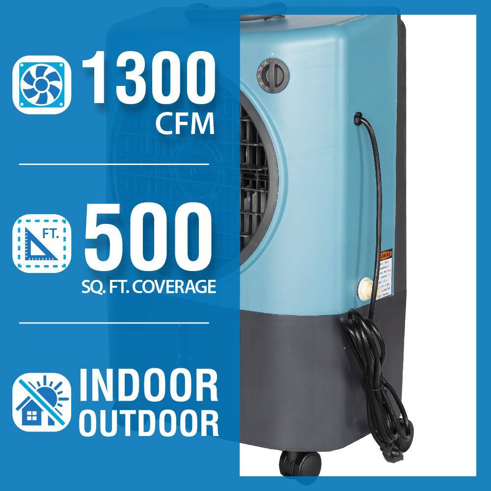 Hessaire MC18MT 1,300 CFM 2-Speed Portable Evaporative Cooler (Swamp Cooler) for 500 sq. ft. in Ice Blue1