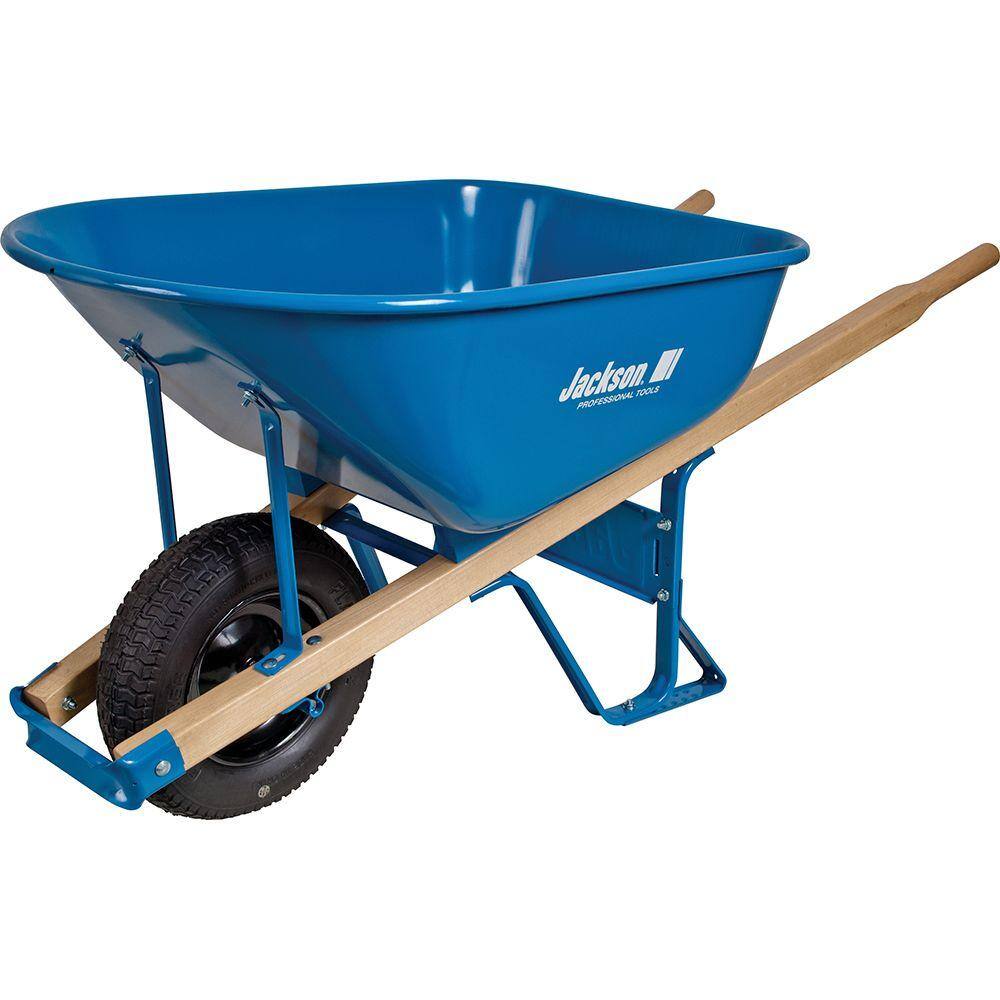 Jackson M6FFKB 6 cu. ft. Heavy Gauge Seamless Steel Wheelbarrow with Hardwood Handles Jackson M6FFKB 6 cu. ft. Heavy Gauge Seamless Steel Wheelbarrow with Hardwood Handles