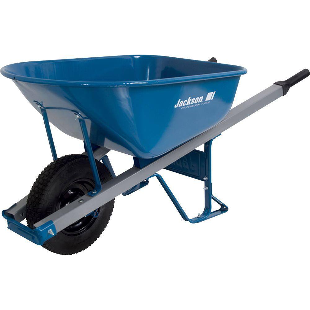 Jackson M6SFFKB 6 cu. ft. Heavy Gauge Seamless Steel Wheelbarrow with Steel Handles Jackson M6SFFKB 6 cu. ft. Heavy Gauge Seamless Steel Wheelbarrow with Steel Handles