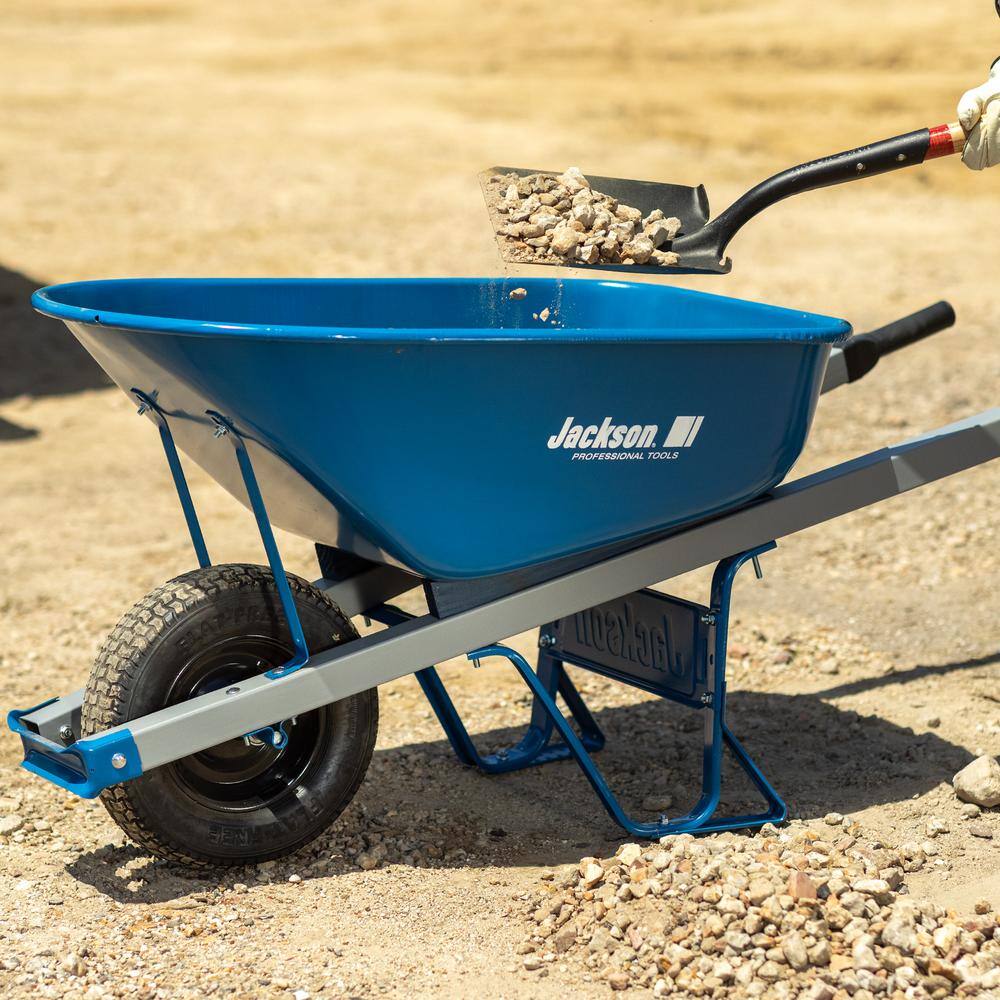 Jackson M6SFFKB 6 cu. ft. Heavy Gauge Seamless Steel Wheelbarrow with Steel Handles8