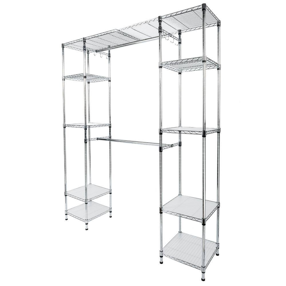 Karl home 58 in. W - 85 in. W Silver Adjustable Tower Wire Closet System4