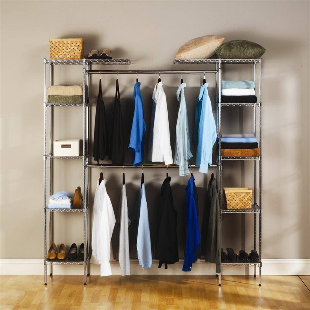 Karl home 58 in. W - 85 in. W Silver Adjustable Tower Wire Closet System6