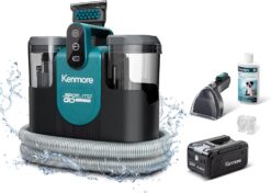 Kenmore KW1090 SpotLite Go 24V Cordless Brushless Portable Carpet Spot Cleaner, 16Kpa Power Suction, 55Mins Runtime with Hose Cleaning Tool for Pets, Area Rugs & Couches, Green