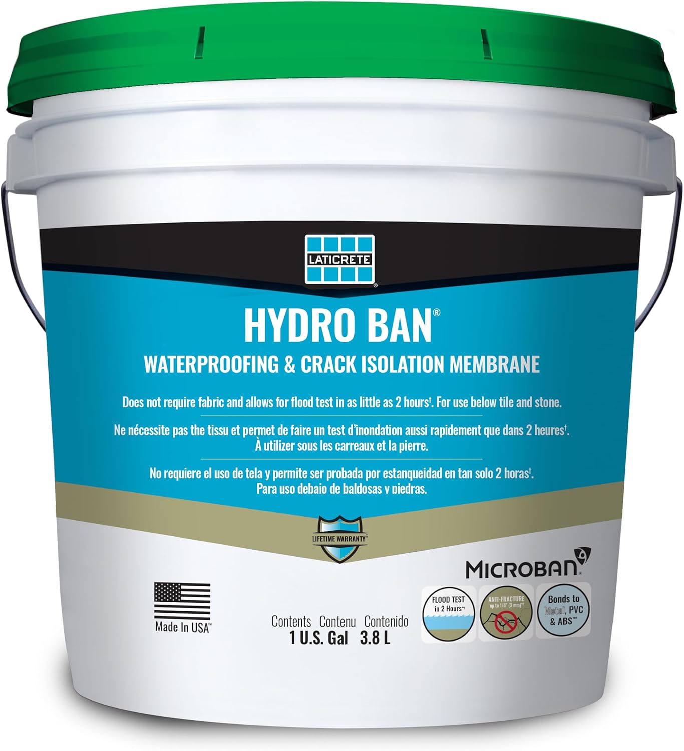 LATICRETE Hydro BAN® Easy to Apply Anti-Fracture Liquid Waterproofing and Crack Insulation Membrane, 1 Gallon Pail LATICRETE Hydro BAN® Easy to Apply Anti-Fracture Liquid Waterproofing and Crack Insulation Membrane, 1 Gallon Pail