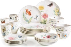 Lenox 865075 Butterfly Meadow 28-Piece Dinnerware Set, White