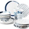 Lenox 895323 Blue Bay Melamine 16-Piece Dinnerware Set, Lightweight Melamine Material
