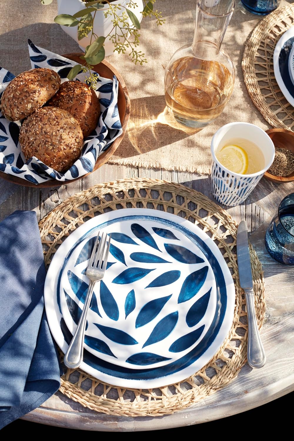 Lenox 895323 Blue Bay Melamine 16-Piece Dinnerware Set, Lightweight Melamine Material0