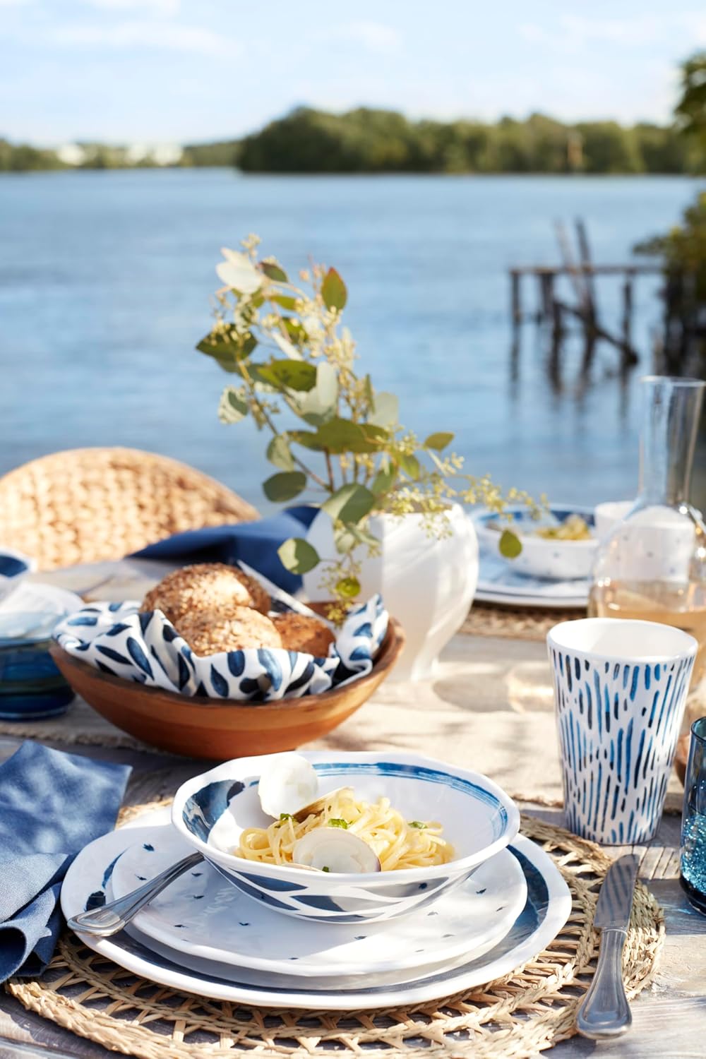 Lenox 895323 Blue Bay Melamine 16-Piece Dinnerware Set, Lightweight Melamine Material6