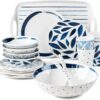 Lenox 895324 Blue Bay Melamine 20-Piece Dinnerware Set, Lightweight Melamine Material