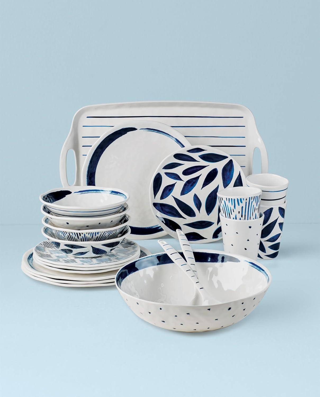 Lenox 895324 Blue Bay Melamine 20-Piece Dinnerware Set, Lightweight Melamine Material1