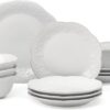 Lenox French Perle 12-Piece Dinnerware Set, White, with Accent Plates