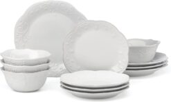 Lenox French Perle 12-Piece Dinnerware Set, White, with Accent Plates