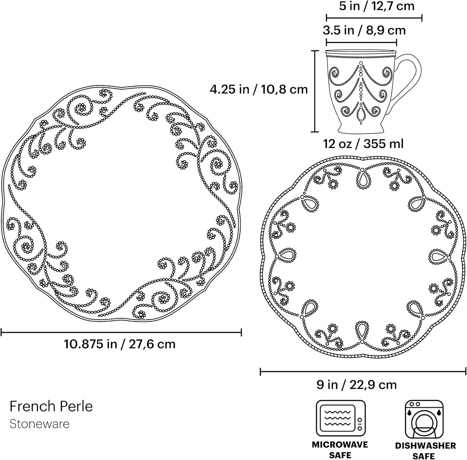 Lenox French Perle Assorted Plates, 7.5-Inch, White, Set of 42