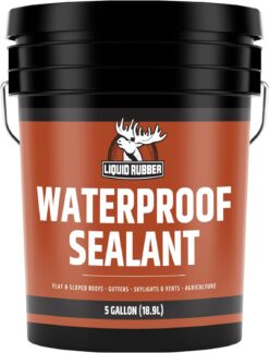 Liquid Rubber Waterproof Sealant – DIY Leak Repair Coating for Flat, Metal & Low Slope Roofs, Foundations, Gutters & More – Flexible Protective Membrane - Black - 5 Gallon