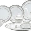 Lorenzo Import Victoria 57-Piece Wavy Porcelain Dinnerware Set