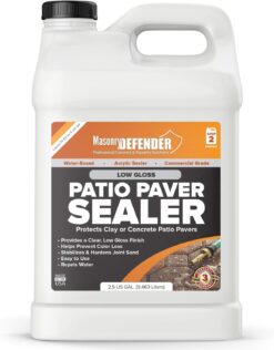 Low Gloss Patio Paver Sealer - Clear Water-Based Sealant for Patio Pavers & Natural Stone Surfaces - 2.5 - Gallon