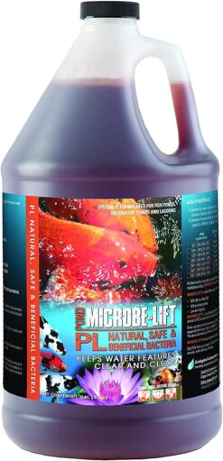 MICROBE-LIFT PL Pond and Outdoor Water Garden Cleaner, Safe for Live Koi Fish, Plant Life, and Decor, 1 Gallon