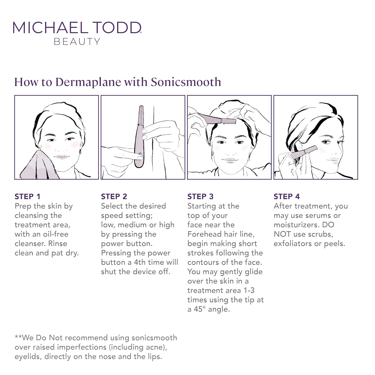 Michael Todd Beauty Sonicsmooth Dermaplane Razor for Women Face + Eyebrow trimmer Dermaplaning System - Peach Fuzz Remover - 8 Weeks of Dermaplaning Blades, Pink15