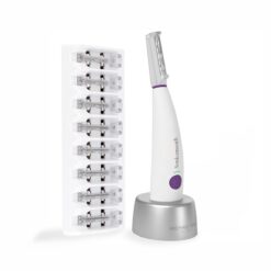 Michael Todd Beauty Sonicsmooth Dermaplane Razor for Women Face + Eyebrow trimmer Dermaplaning System - Peach Fuzz Remover - 8 Weeks of Dermaplaning Blades, White