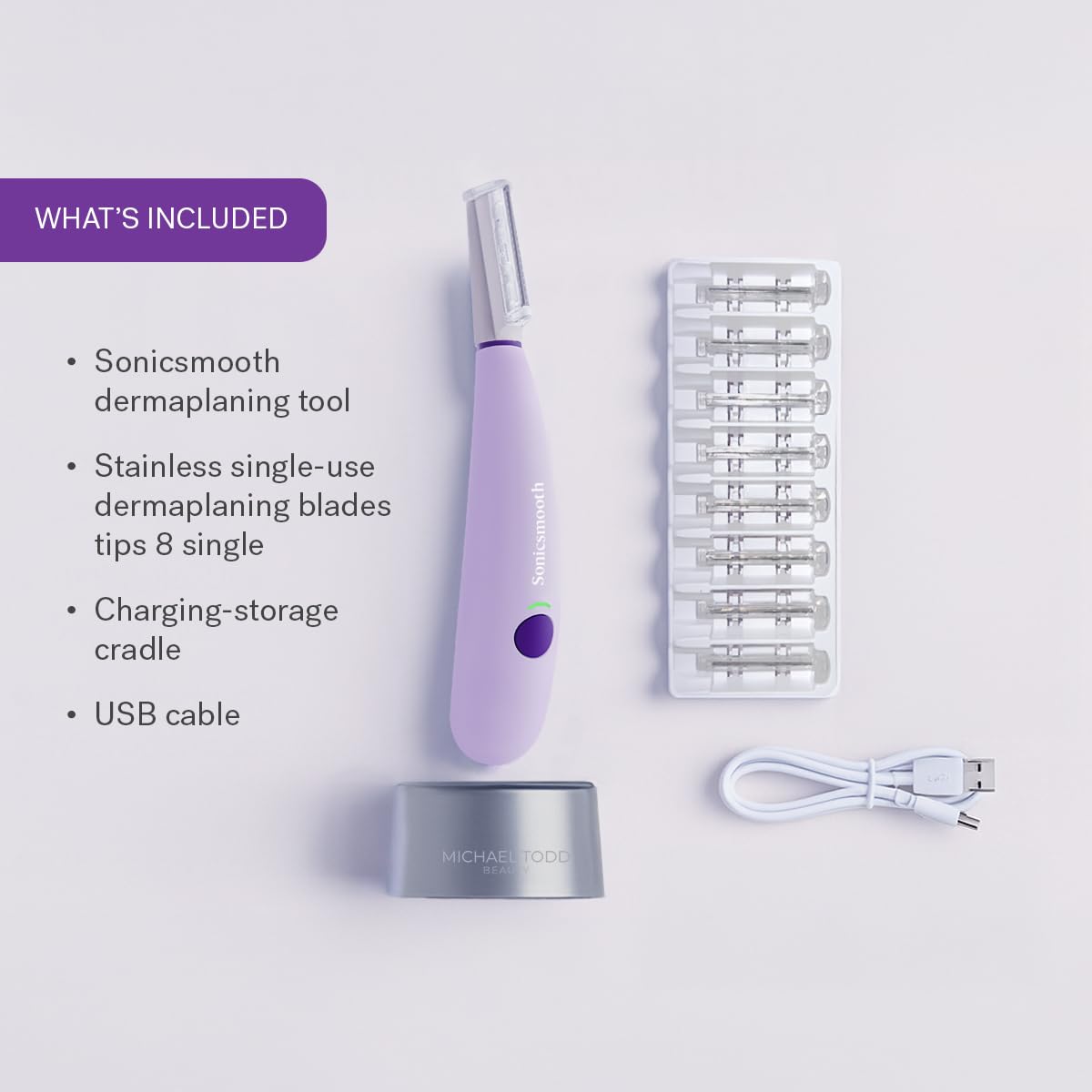 Michael Todd Beauty Sonicsmooth Dermaplane Razor for Women Face + Eyebrow trimmer Dermaplaning System - Peach Fuzz Remover - 8 Weeks of Dermaplaning Blades11