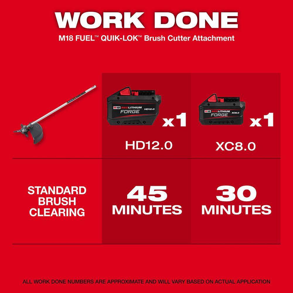Milwaukee 3016-21ST-49-16-2738 M18 Fuel 18V 16 in. Brushless Cordless Battery Quik-Lok String Trimmer 8.0 Ah FORGE Kit with Brush Cutter Attachment8