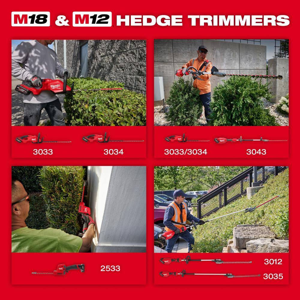 Milwaukee 3033-20-48-11-1881 M18 FUEL 18V 24 in. Brushless Cordless Battery Powered Hedge Trimmer with (1) 8.0 Ah FORGE Battery16