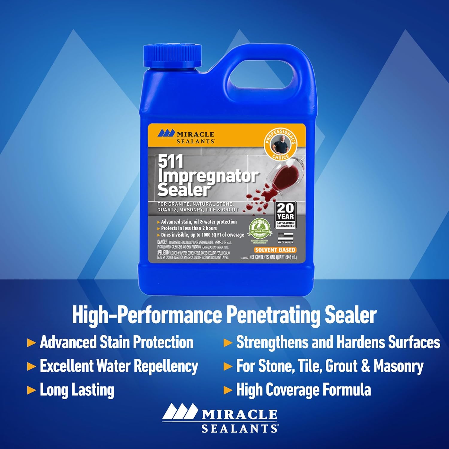 Miracle Sealants 511 Impregnator Advanced Penetrating Sealer for Countertops, Stone, Tile & Grout, Gallon1