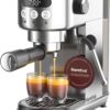 Neretva Espresso Machine 20 Bar, Super Compact Espresso Maker Stainless Steel Professional Expresso Coffee Machines with Power Steam & LED Display for Home Barista Latte and Cappuccino Maker