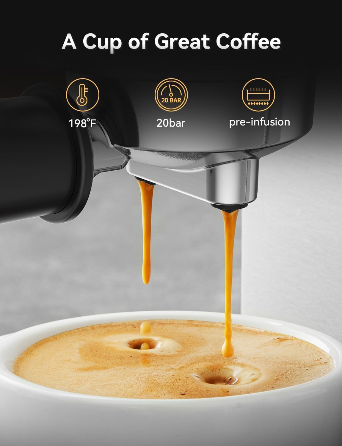 Neretva Espresso Machine 20 Bar, Super Compact Espresso Maker Stainless Steel Professional Expresso Coffee Machines with Power Steam & LED Display for Home Barista Latte and Cappuccino Maker6
