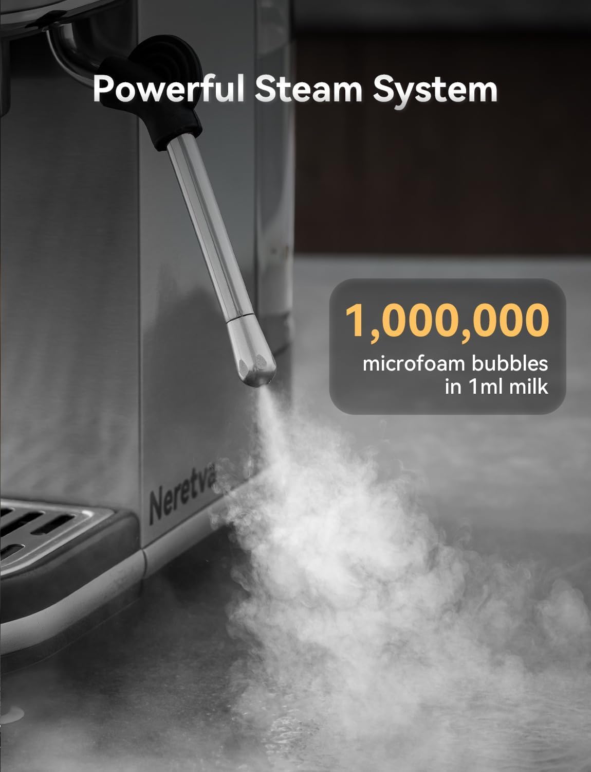 Neretva Espresso Machine 20 Bar, Super Compact Espresso Maker Stainless Steel Professional Expresso Coffee Machines with Power Steam & LED Display for Home Barista Latte and Cappuccino Maker7