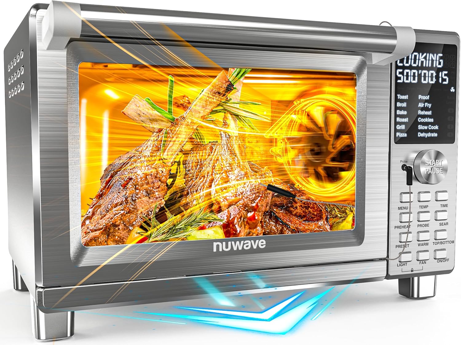 Nuwave Bravo XL Pro Air Fryer Toaster Oven with Grill Combo, 2025 New Ultra-Fast Convection System, 35% Crispier, 2X More Even, 142 Presets, 50-500F, Smarter Probe, PFAS Free, 30QT, Stainless Steel Nuwave Bravo XL Pro Air Fryer Toaster Oven with Grill Combo, 2025 New Ultra-Fast Convection System, 35% Crispier, 2X More Even, 142 Presets, 50-500F, Smarter Probe, PFAS Free, 30QT, Stainless Steel