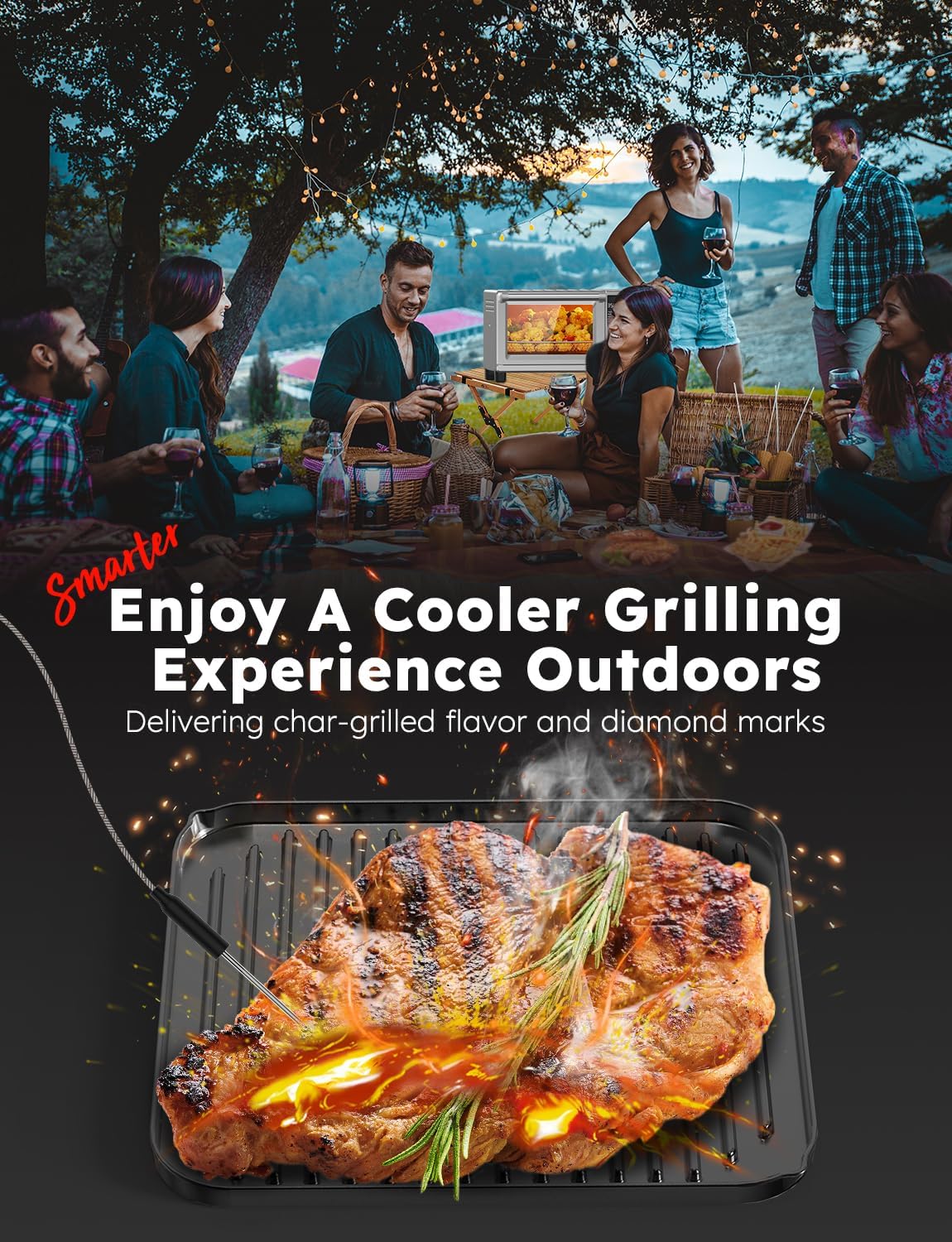 Nuwave Bravo XL Pro Air Fryer Toaster Oven with Grill Combo, 2025 New Ultra-Fast Convection System, 35% Crispier, 2X More Even, 142 Presets, 50-500F, Smarter Probe, PFAS Free, 30QT, Stainless Steel12
