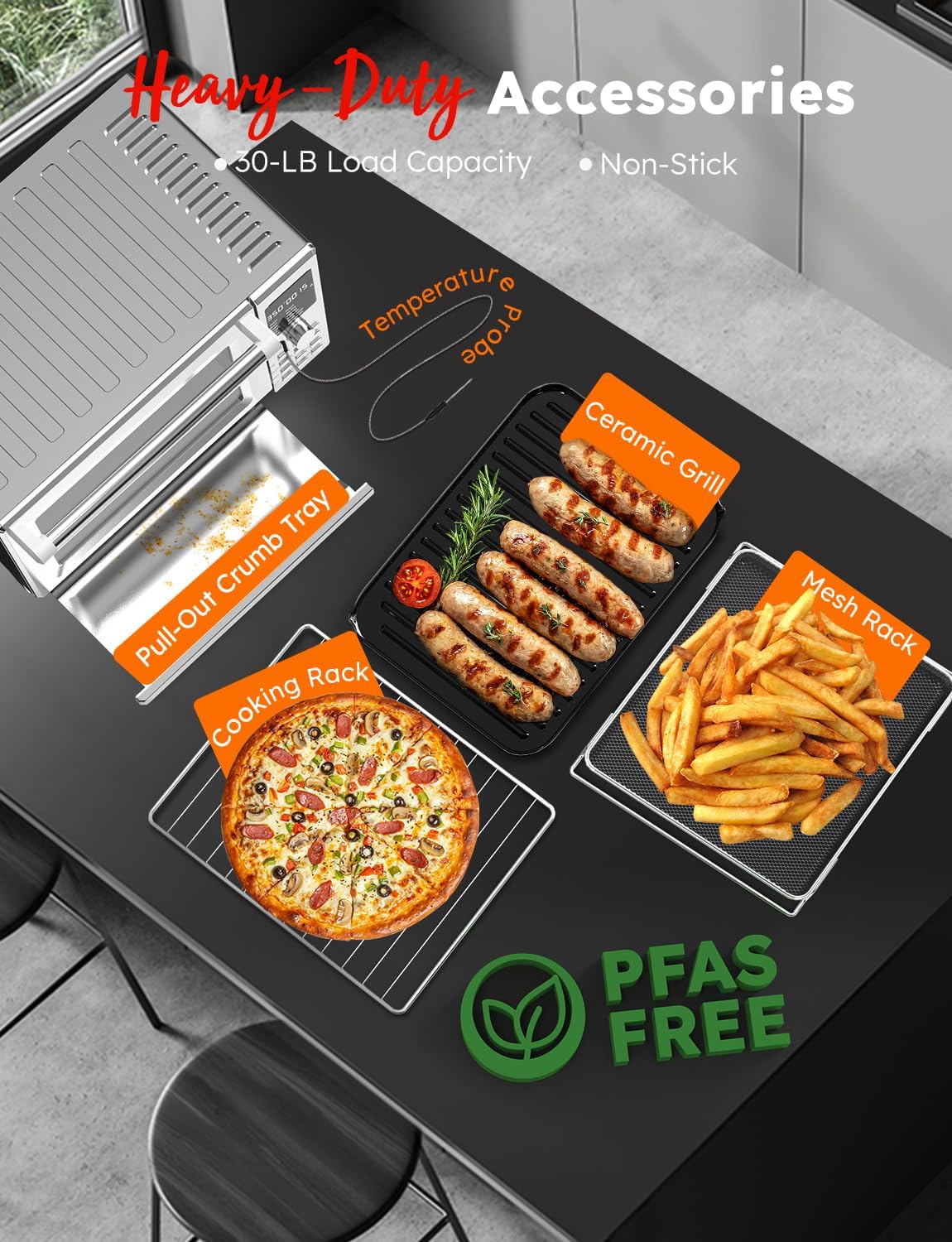 Nuwave Bravo XL Pro Air Fryer Toaster Oven with Grill Combo, 2025 New Ultra-Fast Convection System, 35% Crispier, 2X More Even, 142 Presets, 50-500F, Smarter Probe, PFAS Free, 30QT, Stainless Steel18