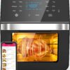 Nuwave Brio Air Fryer Oven, 15.5Qt X-Large Family Size, SS Rotisserie Basket &-Skewer Kit, Powerful 1800W, 50F-425F Temp Controls, Integrated Smart Thermometer