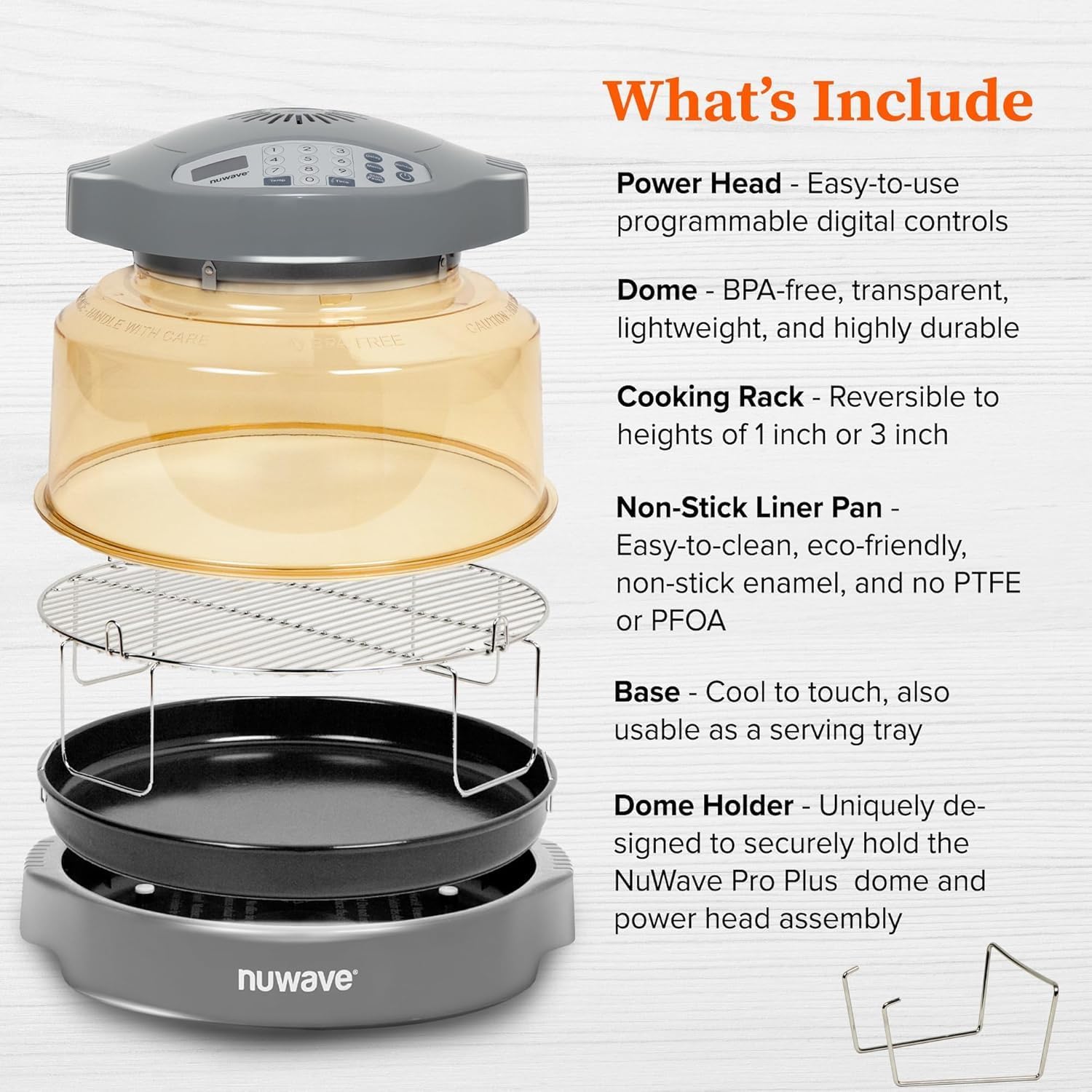 Nuwave Oven Pro Plus Air Fryer, Infra-Red Countertop, 2025 Advanced Convection, No Defrosting or Preheating, Cook Fresh or Frozen, Durable Power Dome, 100 Presets & 50 Memory, PFAS Free, Cool Grey13