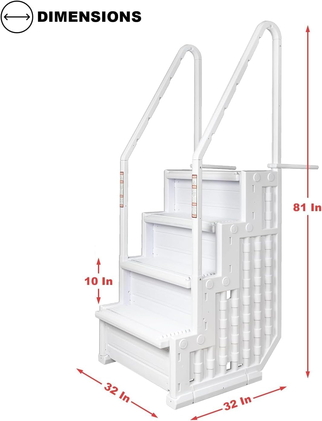 Poolzilla Premium Pool Step Ladder for Above Ground Pools - Deck Mounted Ladder w Double Handrails - for 48’ to 54 in. Above Ground Pools2